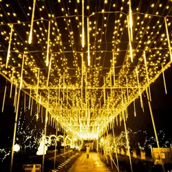 Festoon LED Rain Lamp para o Natal, Meteor Shower Lights, 8 tubos, Tree Eaves Decor, Holiday Party, Ano Novo, 2022, 30cm