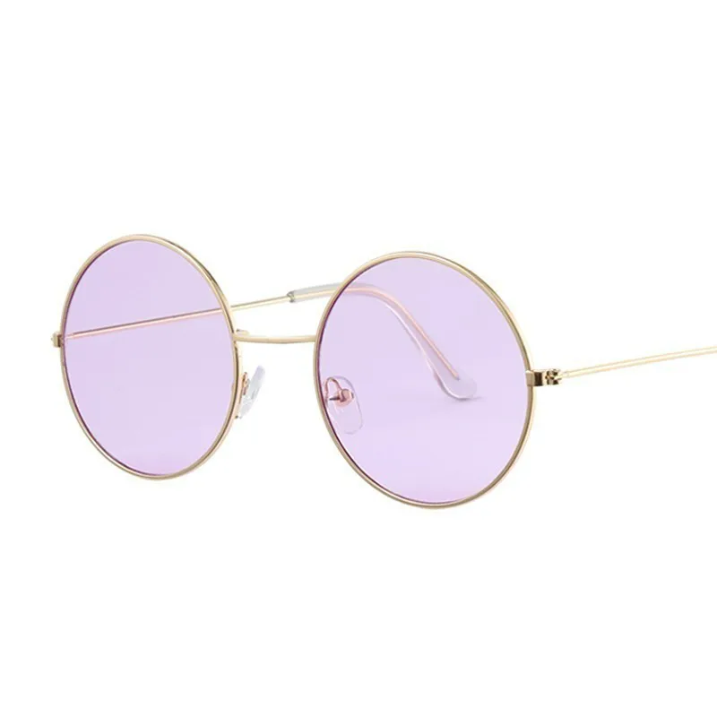 2020 Retro Round Yellow Purple Sunglasses Woman Brand Designer Sun Glasses For Female Male Alloy Mirror Oculos De Sol