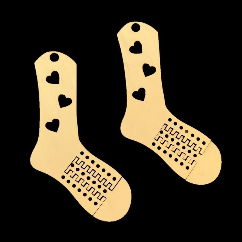 2pcs Crafts Accessories DIY Hand Wooden Sock Blocker Weave Yarn Sock Forms Knitting Mold