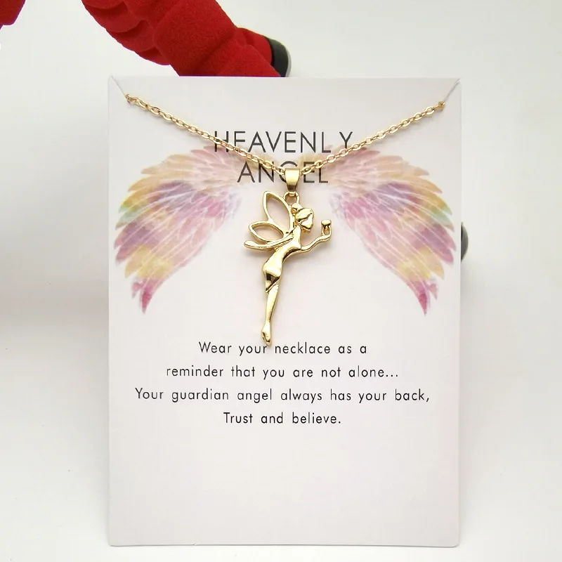 New Angel Tooth Fairy Little Girl Pendant Creative Card Clavicle Choker for women TRENDY charm Valentine\'s Day gift for lovers