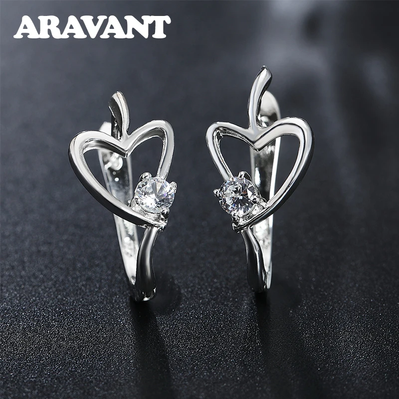 925 Silver Hollow Heart Drop Earrings For Women Wedding Fashion Jewelry