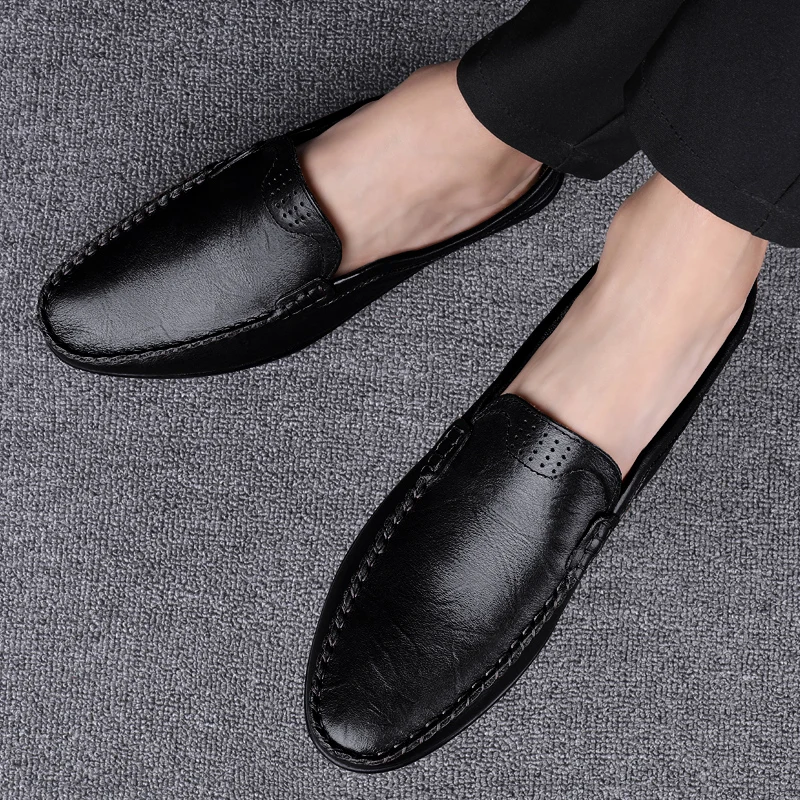 Luxury Designer Mules Men\'s Slippers Genuine Leather Loafers Men Moccasins Summer Man Casual Shoes Fashion Half Shoes For Men