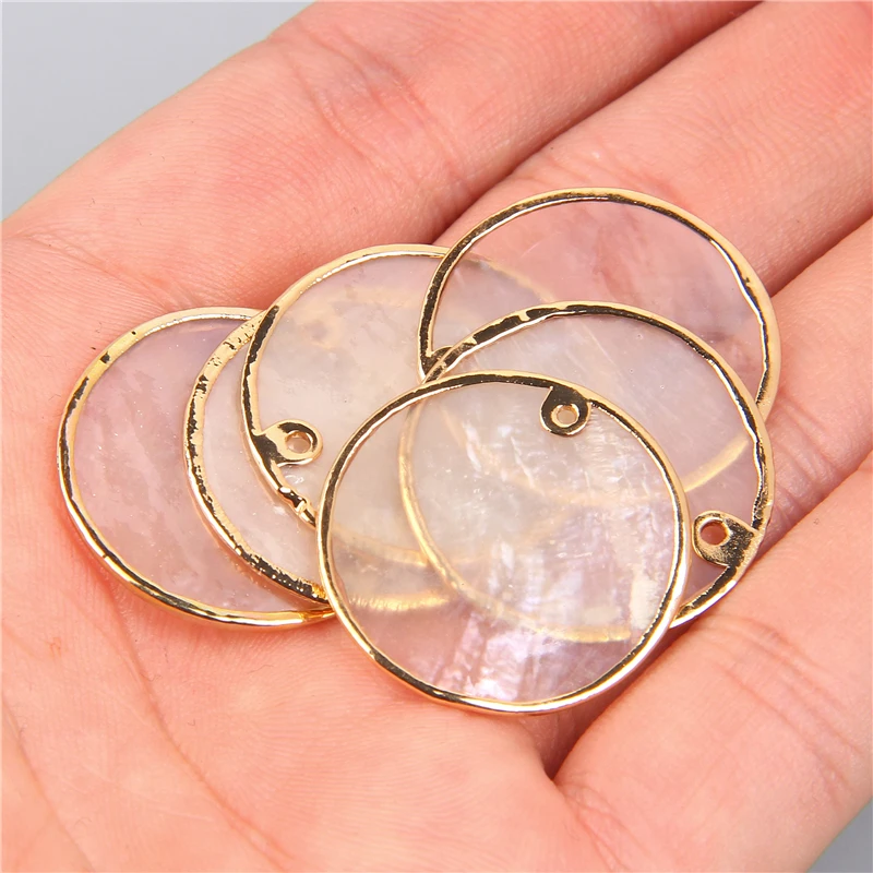 Natürliche transparente runde Muschelstücke für die Schmuckherstellung, Ohrringe, lose Bulk-Muschel-Charm-Perlen, Zubehör, handgefertigter Schmuck zum Selbermachen – Detail 25