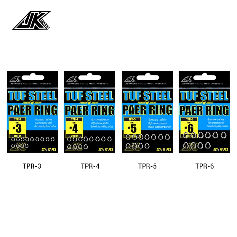 JK 2PACK 110-400LB Pear Fishing Ring Solid Seamless Steel 304 Jigging Fishing Swivel Accessories Connector Fishhooks or Lure Jig
