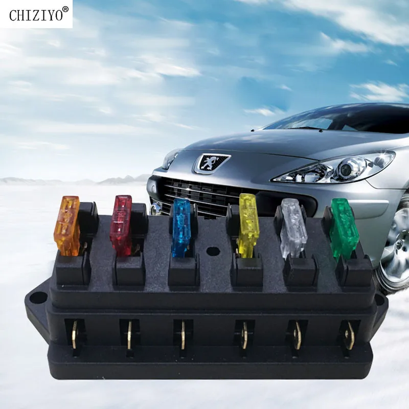 DC 12V/24V Circuit Standard Car 6 Way ATO Automotive Blade Fuse Box Block Holder Car Electronics Accessories CHIZIYO