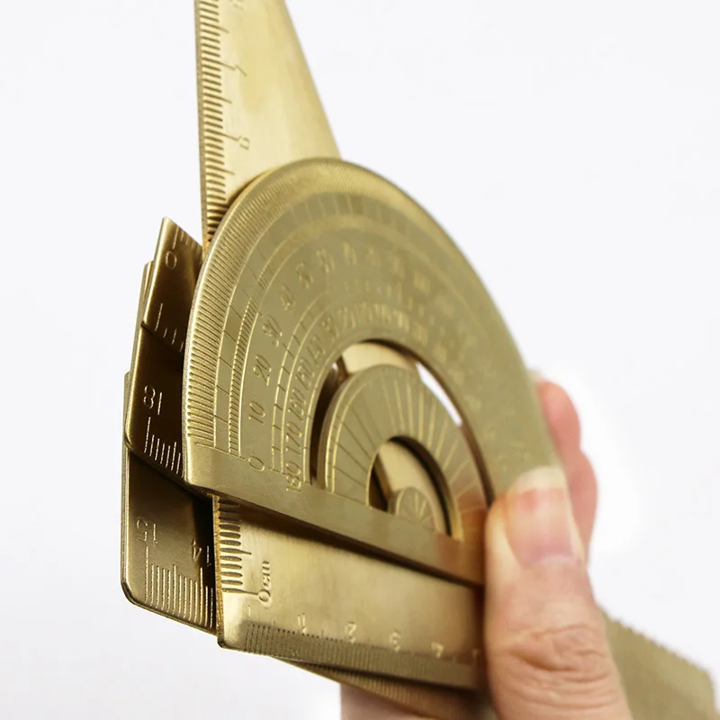 Vintage Brass ไม้บรรทัดไม้บรรทัดสามเหลี่ยม Wave ไม้บรรทัดไม้บรรทัดโรงเรียนเซตของขวัญเด็กเครื่องมือวัด10-18ซม.ไม้บรรทัดเครื่องเขียนอุปกรณ์เสริม