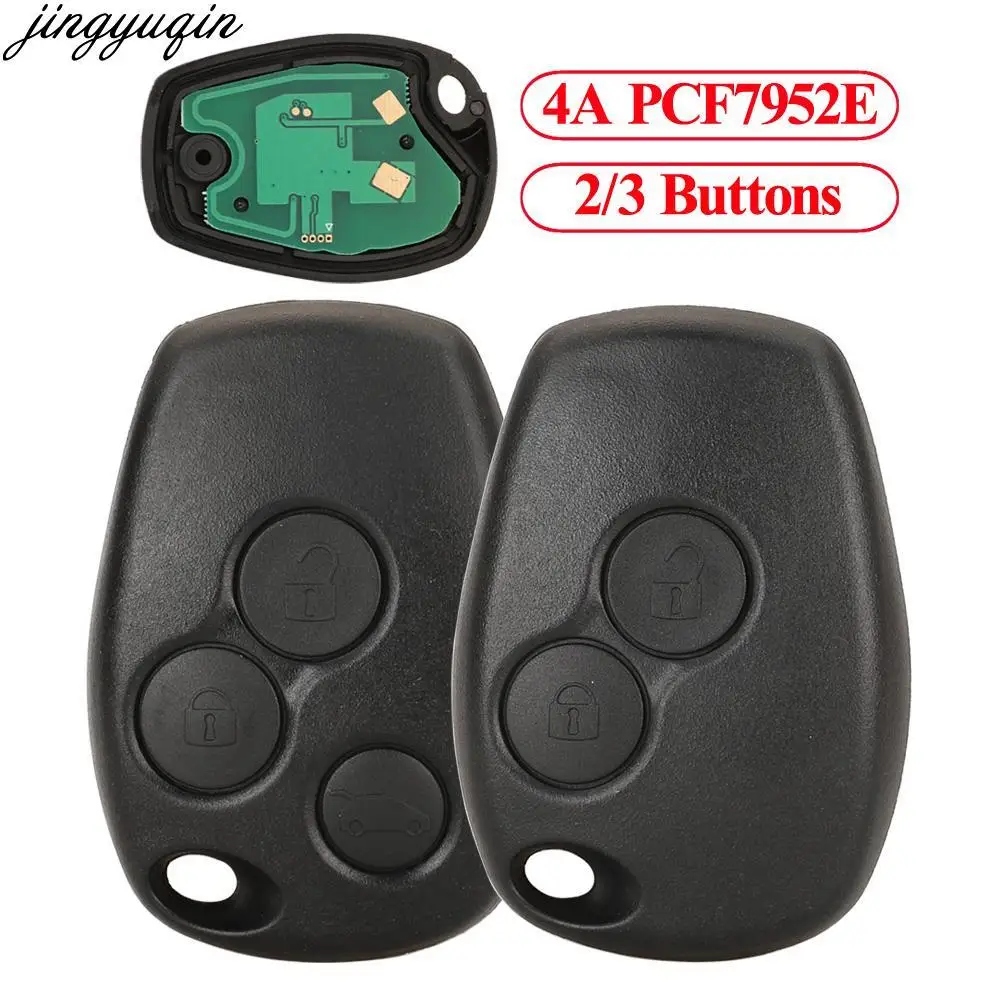 

Jingyuqin 5pcs Remote Car Key Alarm 4A PCF7952E For Renault Clio Laguna DACIA Duster Kangoo Modus 2/3 Button Without VA2 VAC102