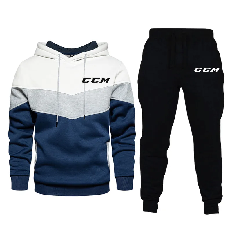 2022 ccm conjuntos de treino dos homens inverno hoodies calças 2 peça conjunto correndo com capuz marca dos homens moletom esporte corredores