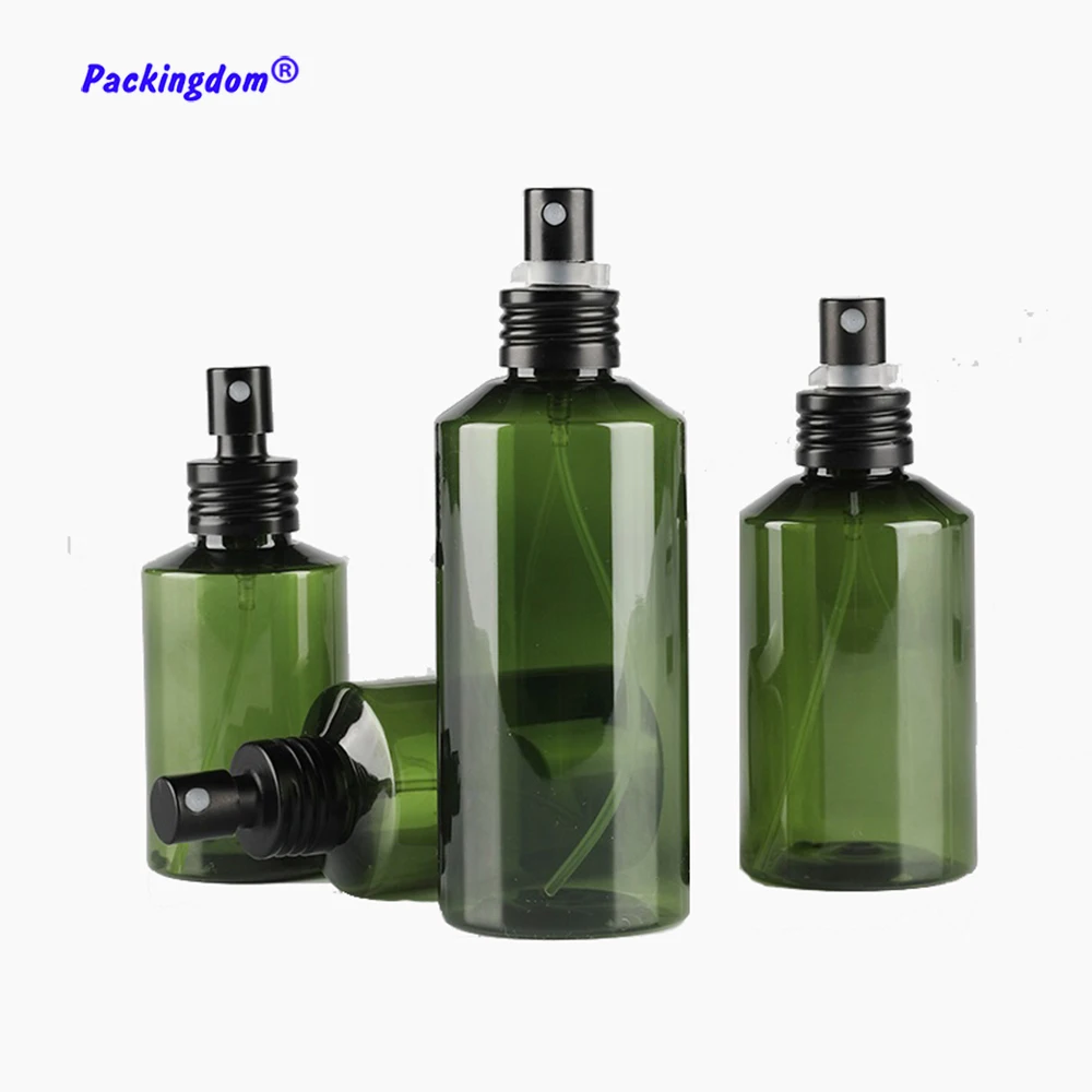 10pcs Plastic Spray Bottle Fine Mist Sprayer Dark Green Empty Light Avoiding Containers Bottle Atomizer 50ml 100ml 150ml 200ml