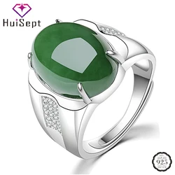 HuiSept Women Men Ring 925 Silver Jewelry with Emerald Zircon Gemstone Open Finger Rings for Wedding Party Gifts Accessories