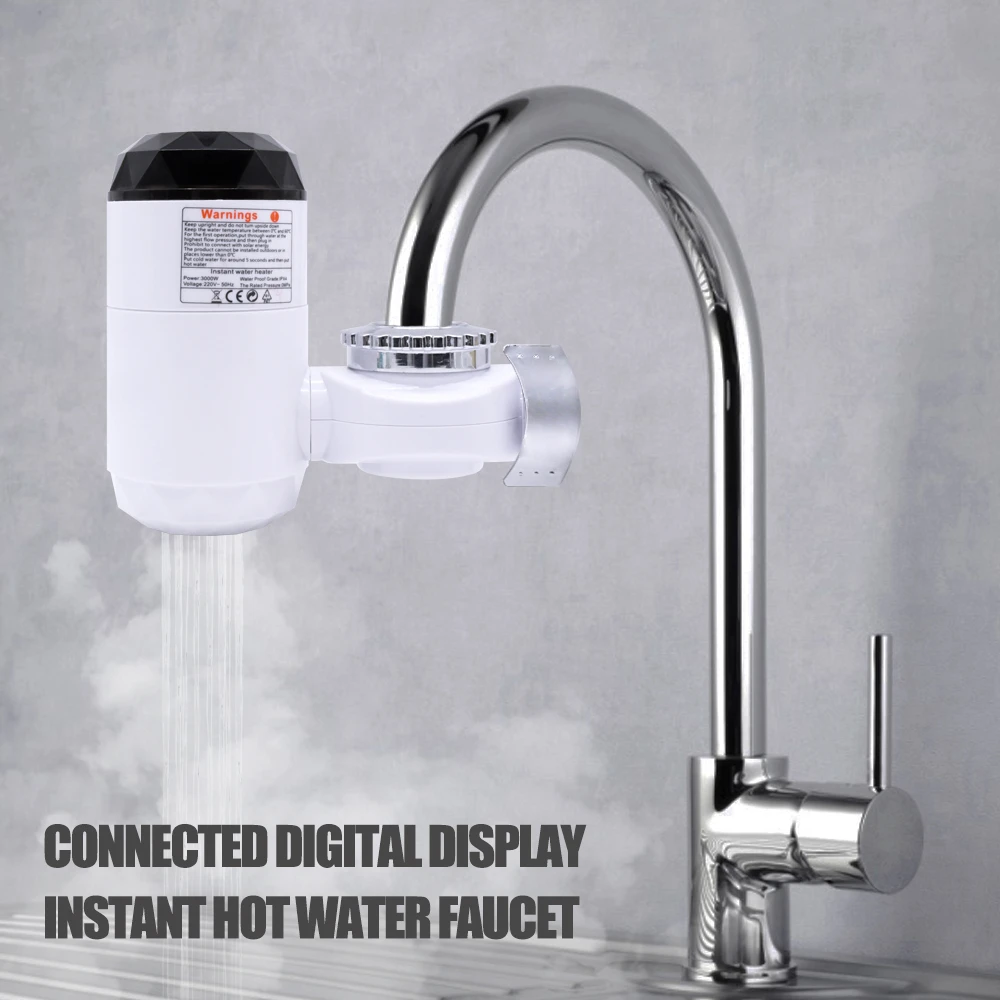 3000W LED Display Digital Electric Kitchen Water Heating Tap Instant Hot Water Faucet Heating Tankless Water Heater