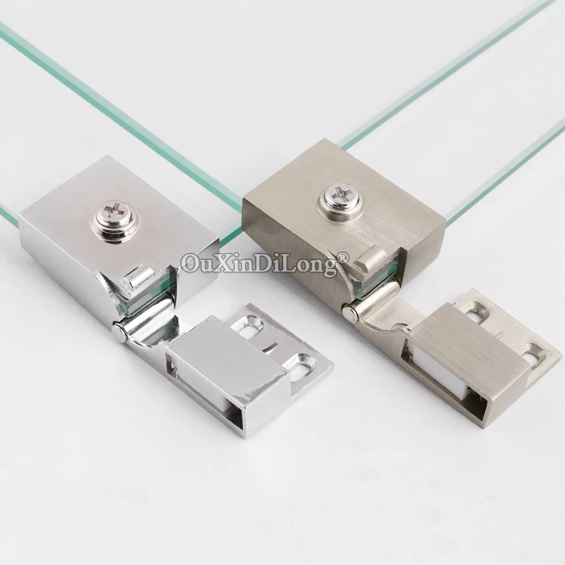 Brand New 1Pair Glass Cabinet Door Hinges Cupboard Display Wine Cabinet Glass Clamps Hinges No Drilling for 3~5mm Glass