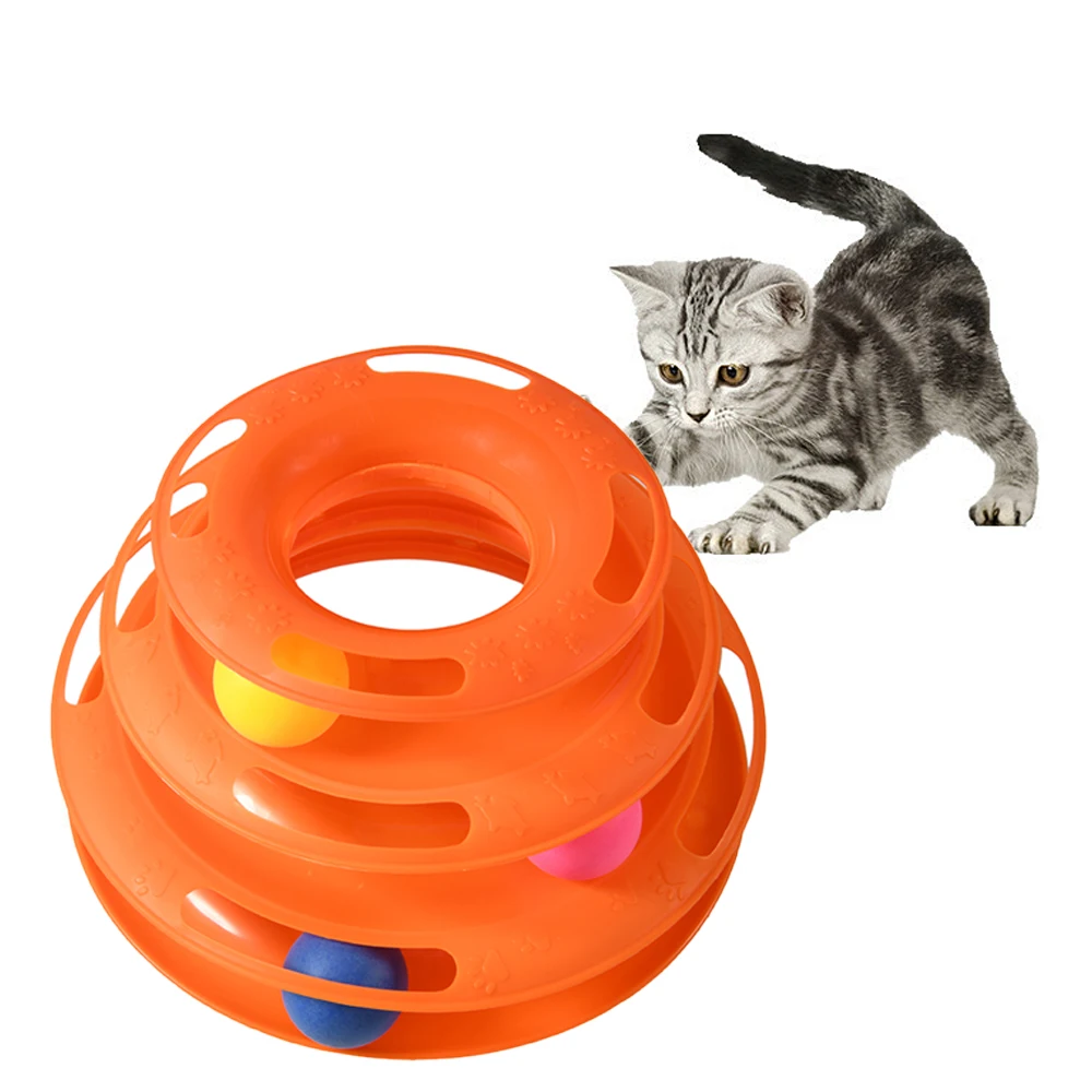 Three Levels Pet Cat Toy Tower Tracks Disc Cat Intelligence Amusement Triple Pay Disc Cat Toys Ball Training  cat tunnel