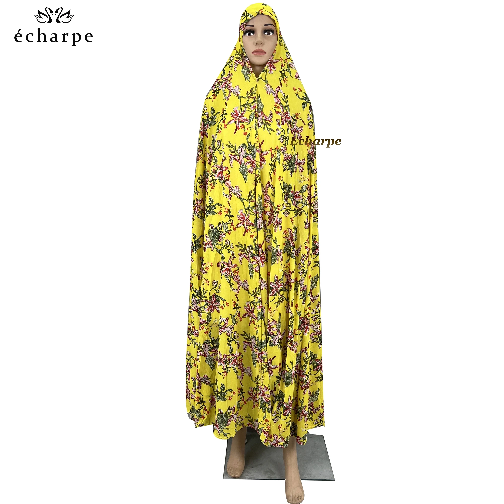 Sleeveless Pullover Dress 1 Piece Set Women Prayer Garment Dubai Abaya Arab Jibab Flowers Djellaba Femmel Khimar Caftan Clothes