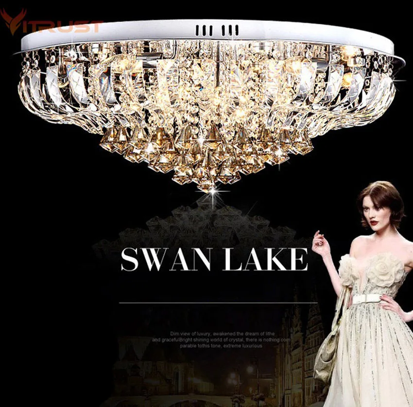 

Simple Swan Crystal Ceiling Lamp Luxury Indoor Ceiling Lamp for Bedroom Living Room K9 Crystal Ceiling Lamp 90-260V input