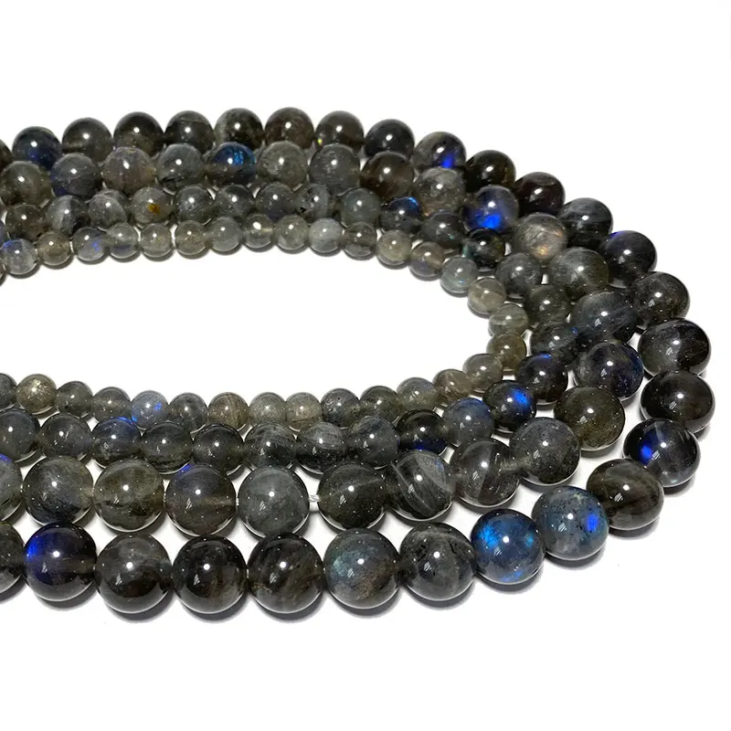 Wholesale AAA 100% Natural Blue Black Labradorite Round Stone Beads For Jewelry Making DIY Bracelet Necklace Material 6/8/10MM