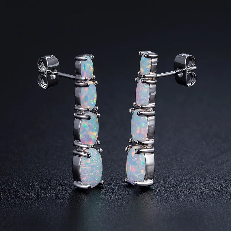 2024 Fashion Geomeric Stud Earrings for Women Jewelry Accessories Elegant Imitation Opal Earrings y Valentine Day Gifts