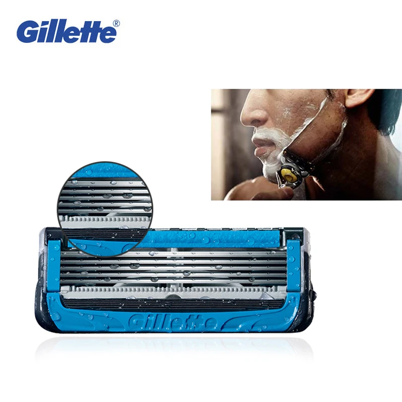 Gillette Fusion Proshield Shaver Blades Replacement Soft Face Shaving 5 Layers Safety Shaving Razor Blades for Men 4Pcs/Pack