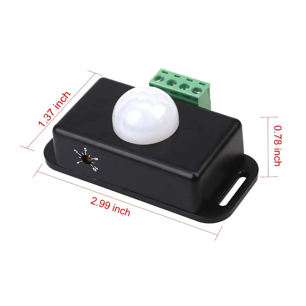 DC 12V 24V 8A Automatic Adjustable PIR Motion Sensor Switch IR Infrared Detector Light Switch Module for LED Strip Light Lamp