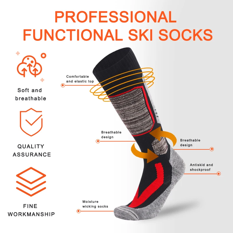 Ski Socks Winter Thermal Thicken Long Ski Sock Outdoor Sports Keep Warm Cycling Running Hiking Skiing Socks For Man