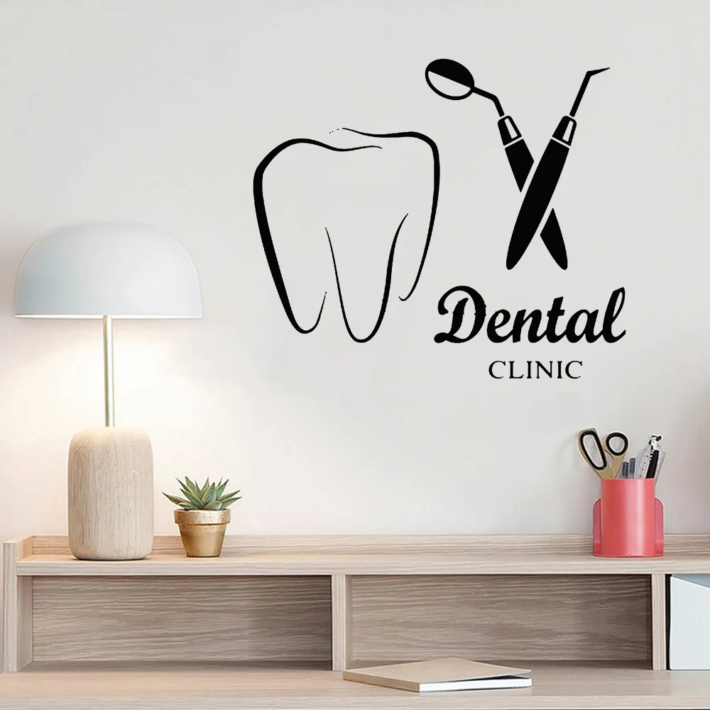 Dental Clinic Logo Quote Wall Decal Dental Wall Stickers Vinyl Teeth Clinic Wall Decor Tooth Sign DIY Paste Murals Poster