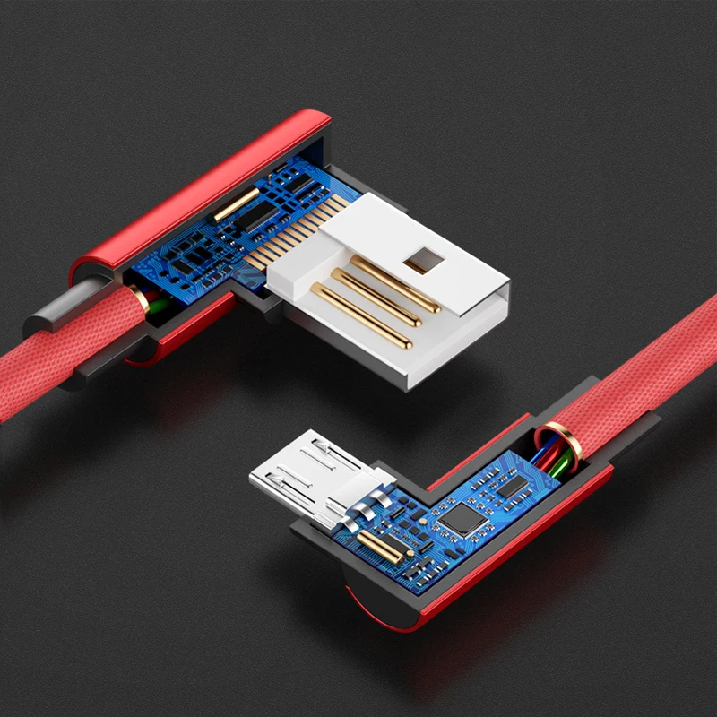 Podwójny łokieć kabel Usb typu c 90 stopni pleciony kabel do transmisji danych Usb 2.4A szybkie ładowanie typu c kabel Usb ze światłem mody wysokiej