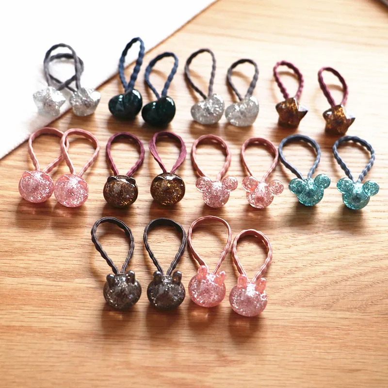 1 Set Cute Girls Rubber Bands Elastic Hair Bands For Baby Handmade Acrylic Colorful Geometric Ball Hair Gum Headband Headdress