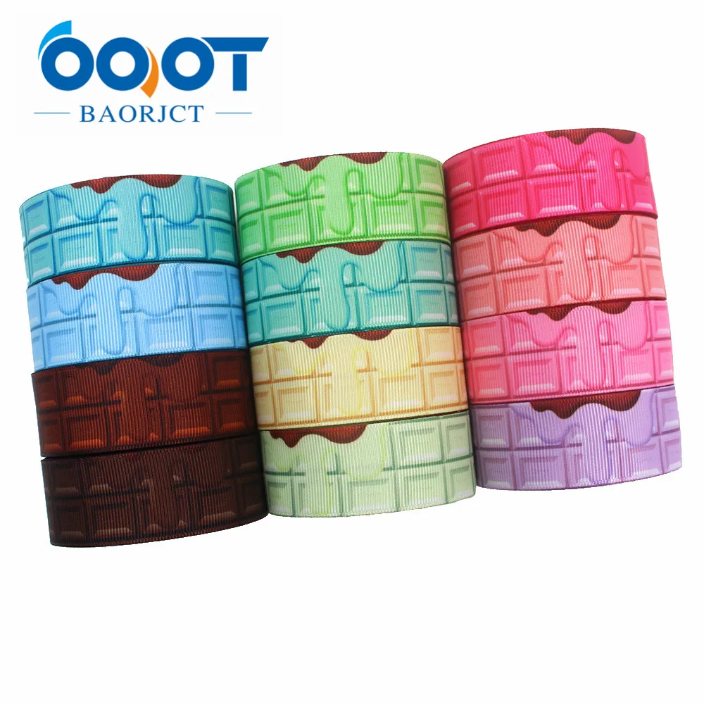 OOOT BAORJCT I-191123-2595,25mm 10yards Lava Multicolor geometric grosgrain Ribbons,bow cap,Clothing,Party DIY Decorations