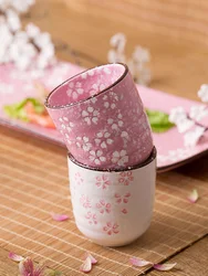 Japanese-Style Kung Fu Tea Ceramic Underglaze Porcelain Tea Cup Home Owner Sub-Cup Glass Tea Cup Pink White