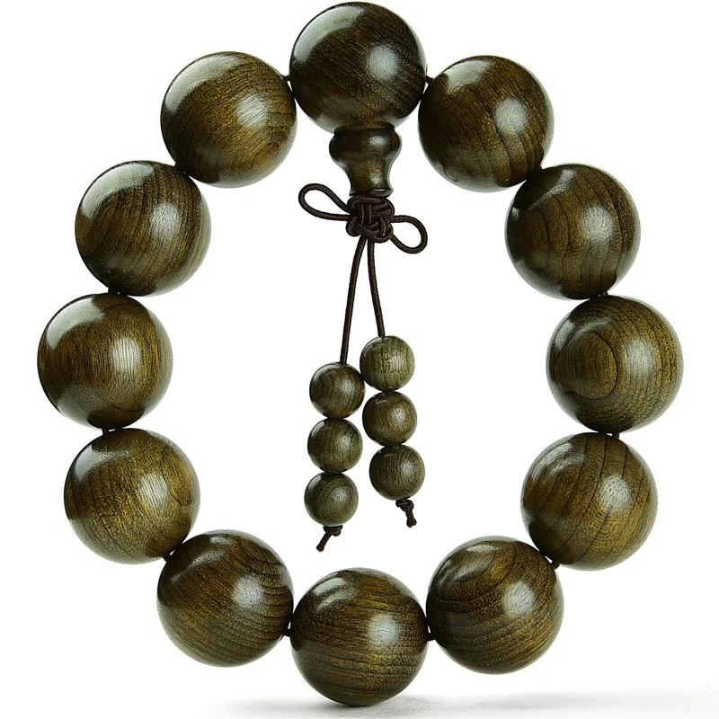 Green Sandalwood Buddhist Prayer Malas Buddha Beads Bracelet Natural Fragrant Wooden Beaded Root with Amulets Men Women Jewelry