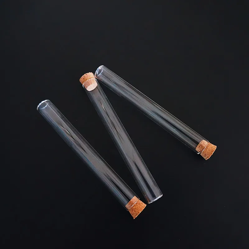 50pcs/lot Lab 12x100mm Lab Transparent Flat Bottom Glass Test Tubes With Cork Wooden Stoppers for Laboratory Container