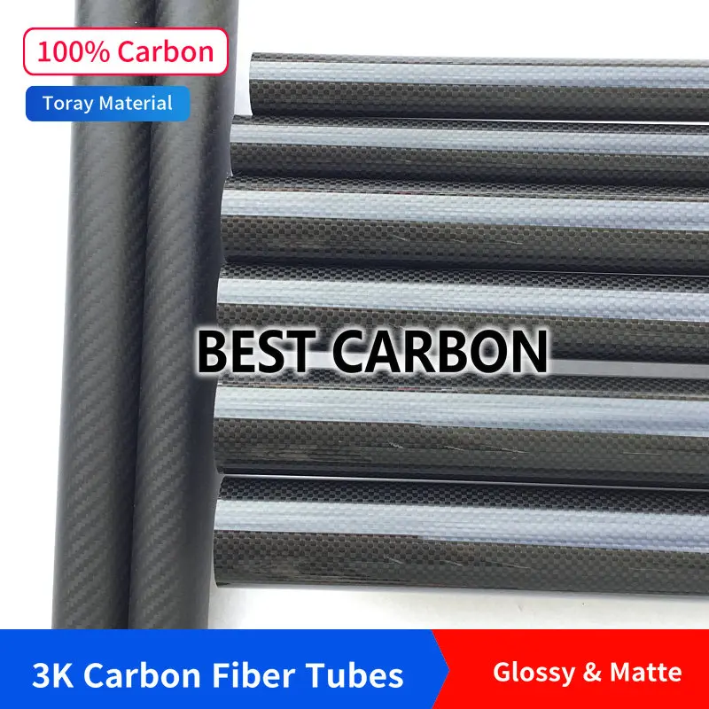 Free shiping 21 22 23 24 25 26 27 28 29mm with 500mm length High Quality Plain glossy 3K Carbon Fiber Fabric Wound Tube