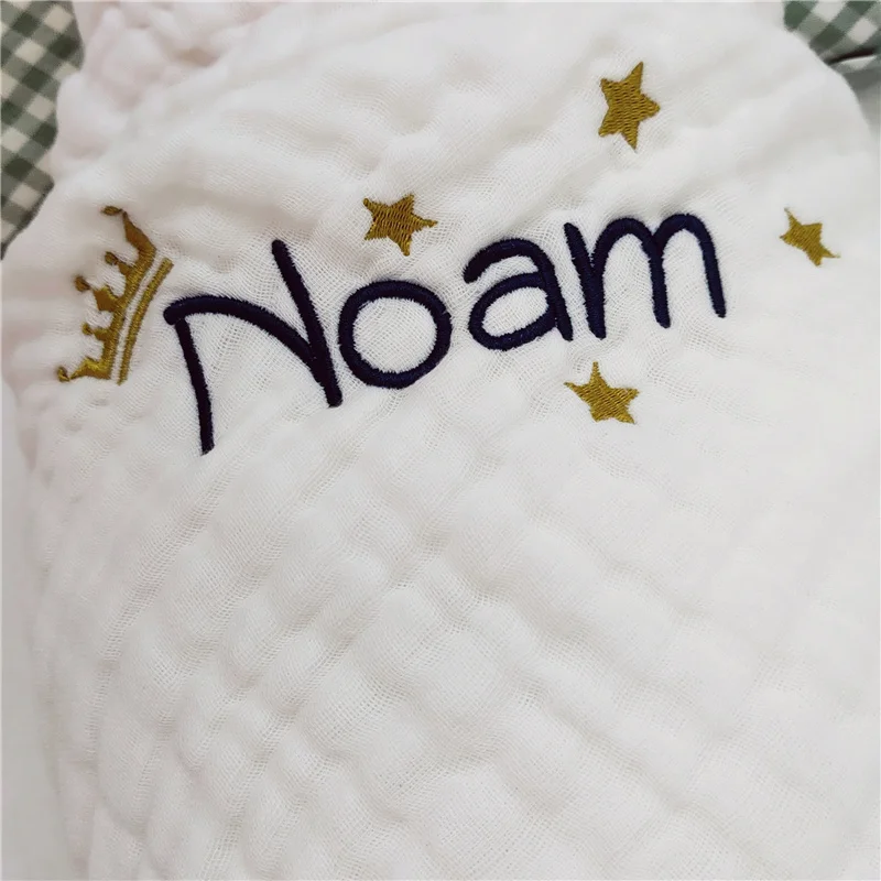 6-Layer Bamboo Cotton Personalised Muslin Baby Blanket Creative Gift Infant Kids Swaddle Wrap Blanket Sleeping Quilt Bed Cover