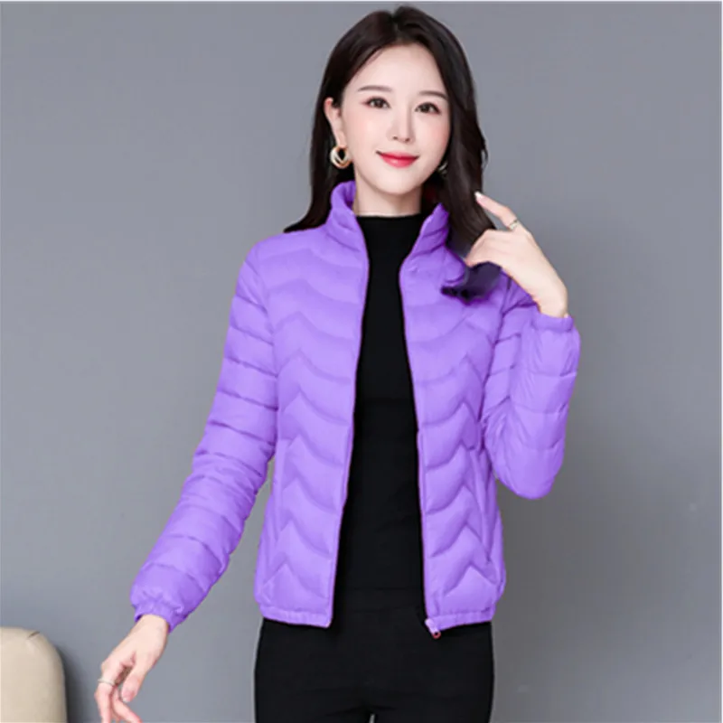 

Thin and Light Autumn Winter Cotton Coat Women Fashion Zipper Slim Short Jackets Solid Color Wild Casual Female Coat