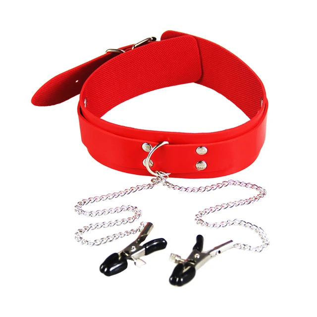 Bondage Sex Collar Dog Chain Nipple Clip Adult Game Collars  