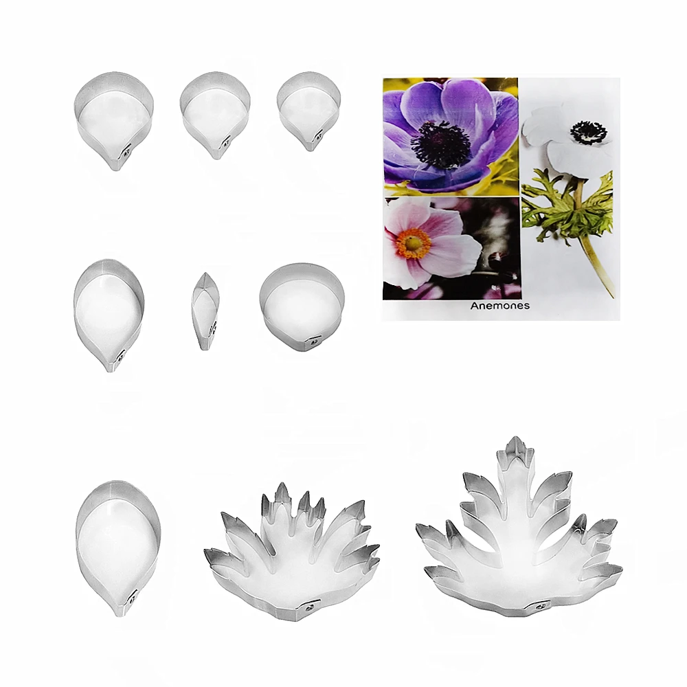 Anemones fondant sugar flower cutters baking cake decorations Polymer Clay Cold Porcelain gumpaste tools