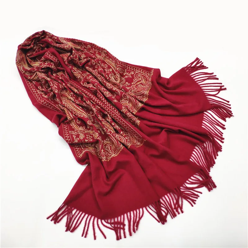 2023 luxury brand women scarf Winter Thick Embroidery scarves shawls lady wraps Cashmere Pashimina female Echarpe stole bandana