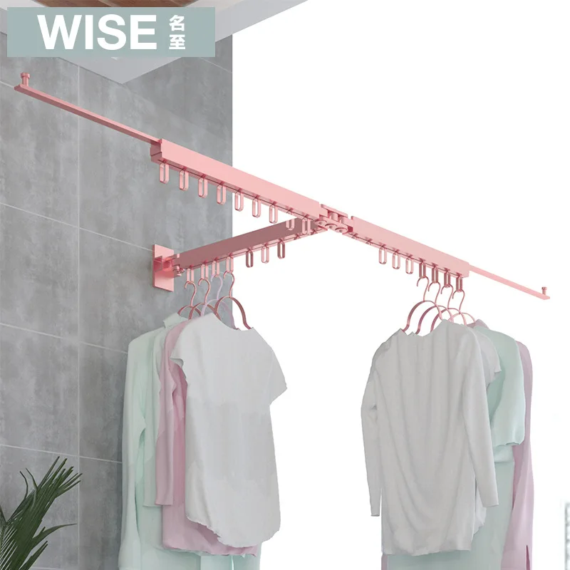 Indoor Small House Wall Hanging Invisible Folding Telescopic Clothes Hanger Clothes Drying Rack