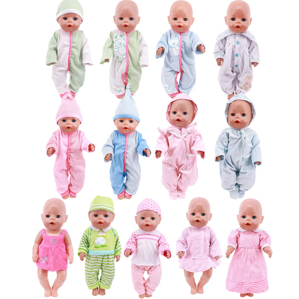 

Doll Clothes Pajamas+Hat Fit 18Inch American&43CM Reborn New Born Baby Doll Clothes Accessories Nenuco Ropa Generation Girl Toys