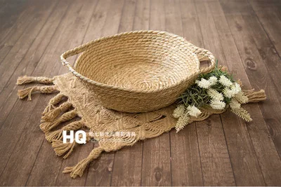 Newborn Photography Props Woven Rattan Basket Photo Studio Shooting Auxiliary Tools Basin Box New Style Baby Photo Props Basket