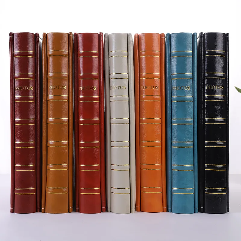PU Leather Vintage Bronzing Cover Photo Album 6-inch 500 Sheets Interstitial Pictures Photo Album Wedding Travel Birthday Memory