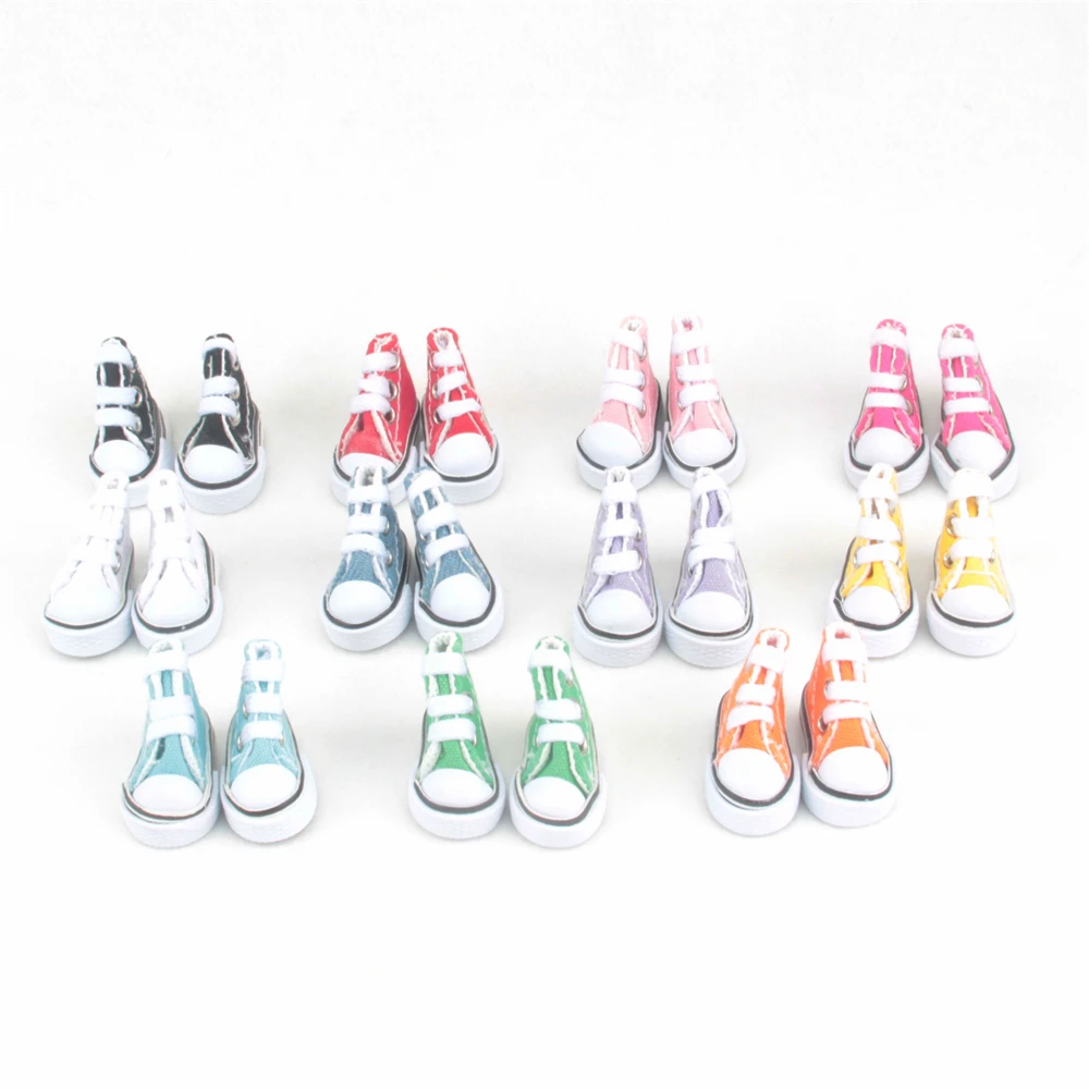 New Arrival Orange/Green Color 1Pair 3.5cm Mini Doll Canvas Denim Shoes Boots Dolls Sneakers Doll Accessories For Doll Sharon