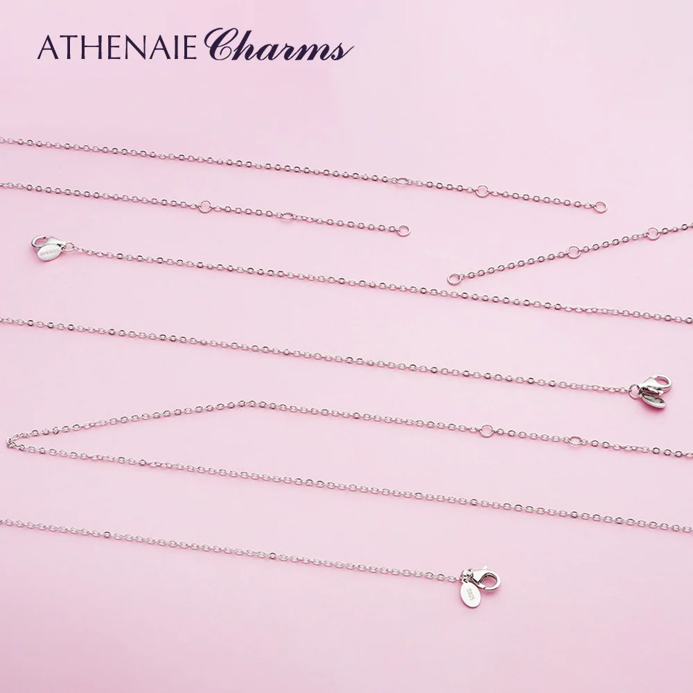 ATHENAIE 925 Sterling Silver Basic Necklace Chain with Lobster Clasp for Pendant Charms Adjust Length
