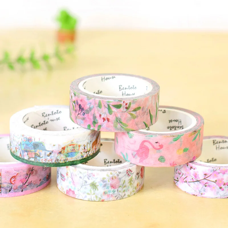 1 Stuks Origineel Papier Washi Tape Donuts Bos Dier Flamingo 15Mm Plakband 21 Ontwerp Decoratie Stickers A6377