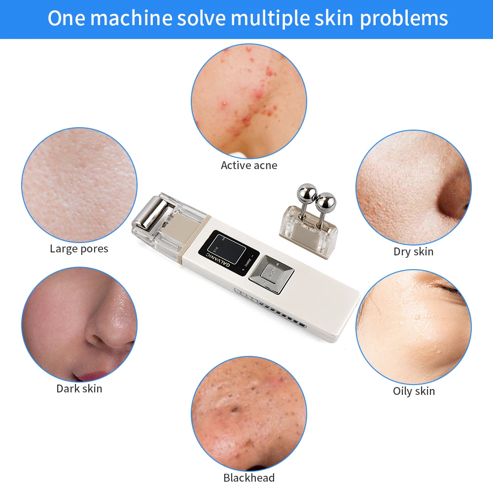 Galvanic Microcurrent Facial Skin Firming Whiting Machine Iontophoresis Acne Pore Blackhead Removal Massager Skin Care Therapy