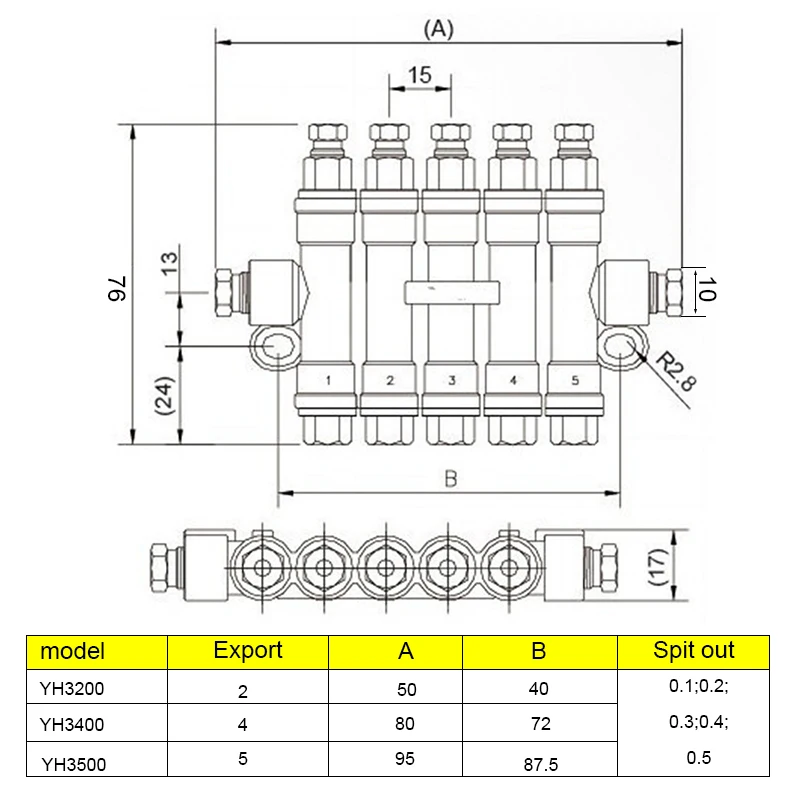 Valvola di distribuzione della pompa dell'olio 2 / 4 / 5 della macchina utensile di CNC del distributore del pistone dell'olio lubrificante del circuito dell'olio di spostamento positivo