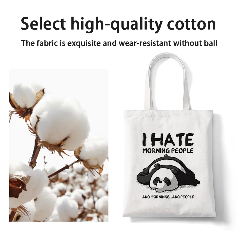 Shopper Bag Cute Panda Sloth Print Women Casual Canvas Shopping Bag Tote Bag borsa a tracolla riutilizzabile Eco Bag di grande capacità