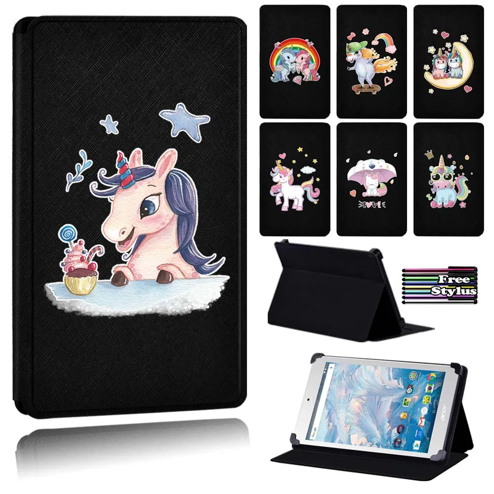 Unicorn Foldable Leather Tablet Case Fit Acer Iconia One 7 B1-730 HD/Acer Iconia One 7 B1-750/B1-760/B1-770/B1-780/B1-790 + Pen