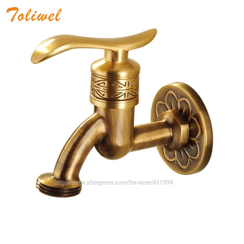 Antique Brass Bathroom Wall Mount Sink Basin Cold Water Faucet Tap G 1/2 Inch Outdoor Garden Hose Faucet Mop Sink tap TWL031