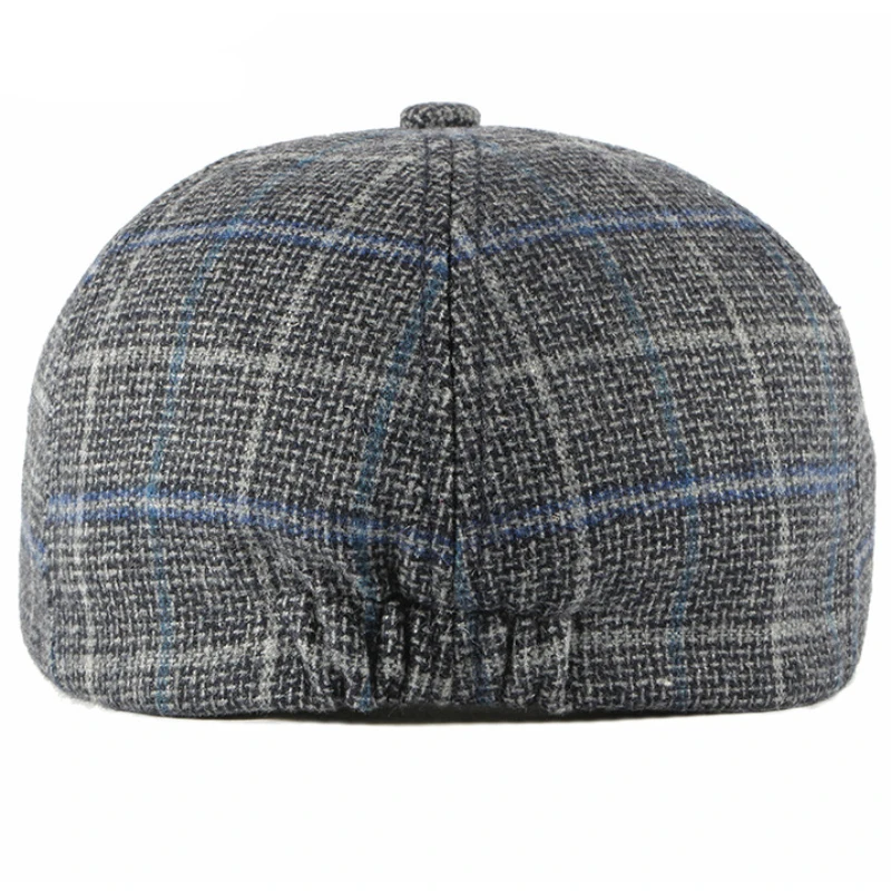 HT2738 Beret Cap Thick Warm Winter Hat Caps for Men Vintage Plaid Octagonal  Cap Men Wool Berets Male Cabbie  Flat Cap